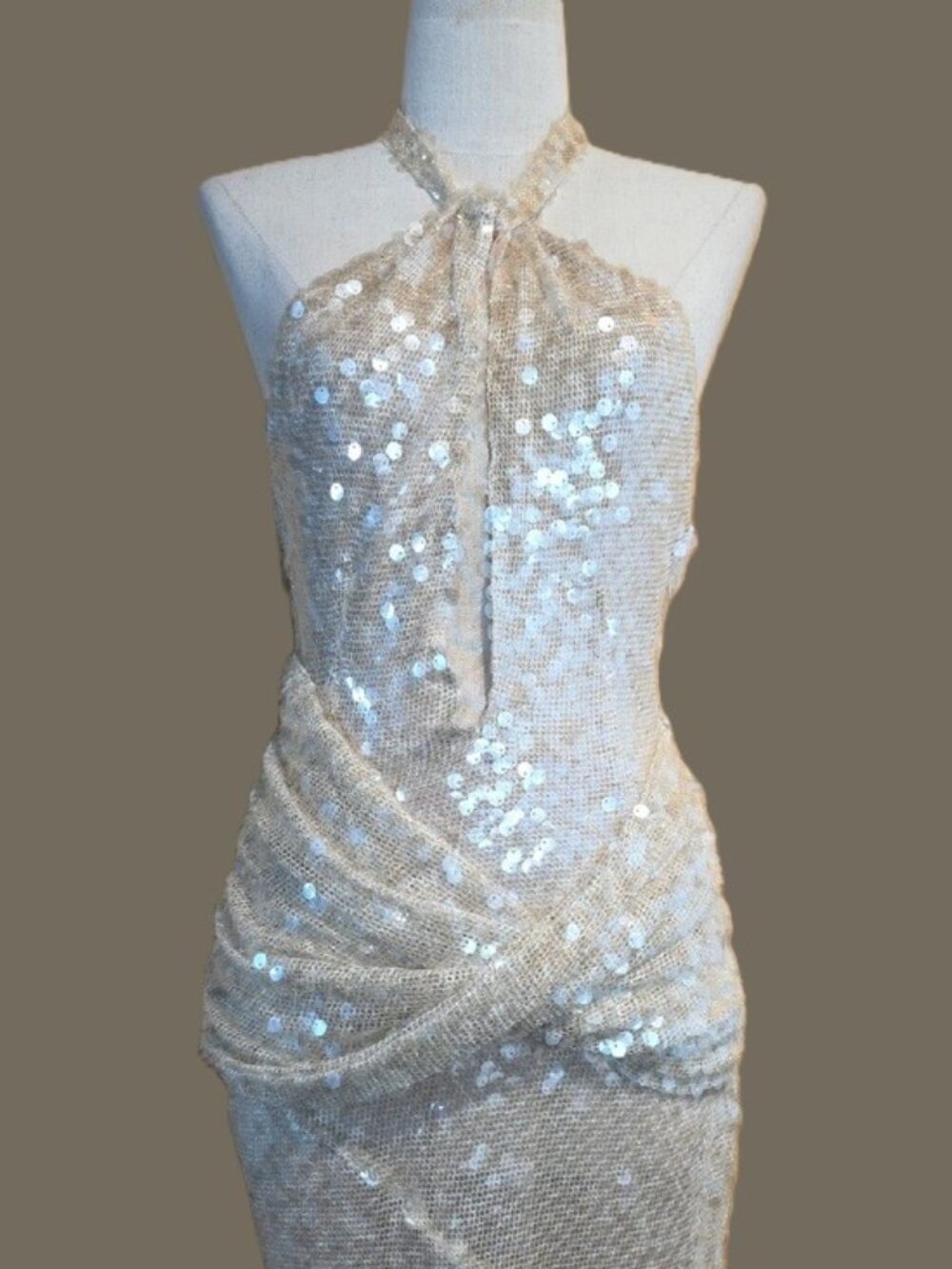 NEW $349 FOR LOVE AND LEMONS SYDNEY SEQUIN HALTER MAXI DRESS SIZE M - Picture 5 of 15